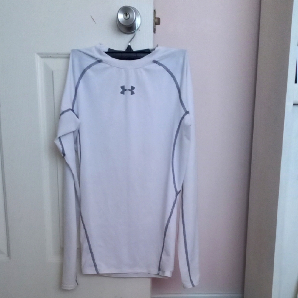 Under Armour White Compression Shirt with Gray Accents